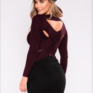 Fashion Nova Criss Cross Long Sleeve Top